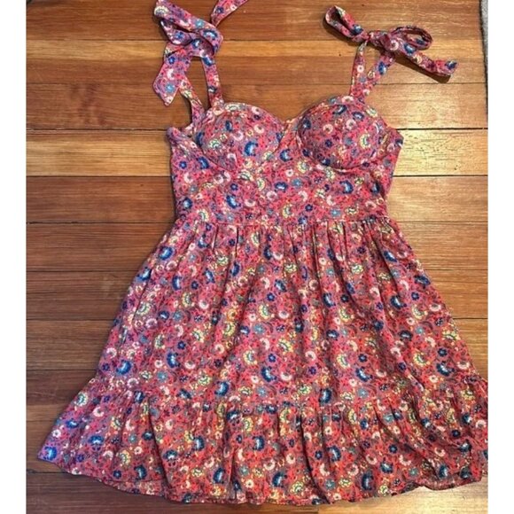 NWT BOG Collective Sundress Floral Bustier Halter Ruffle Hem Mini  Boho Sz Small - Picture 12 of 12